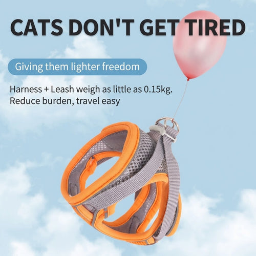 Lightweight breathable cat harness and leash set